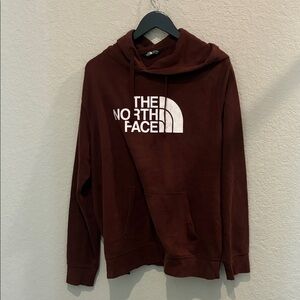The North Face Deep Maroon Pullover Hoodie with White Logo SIZE L